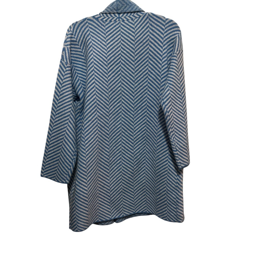 Camille - Blue/White Chevron Women's Open Front Cardigan Sweater - size S - Picture 5 of 14